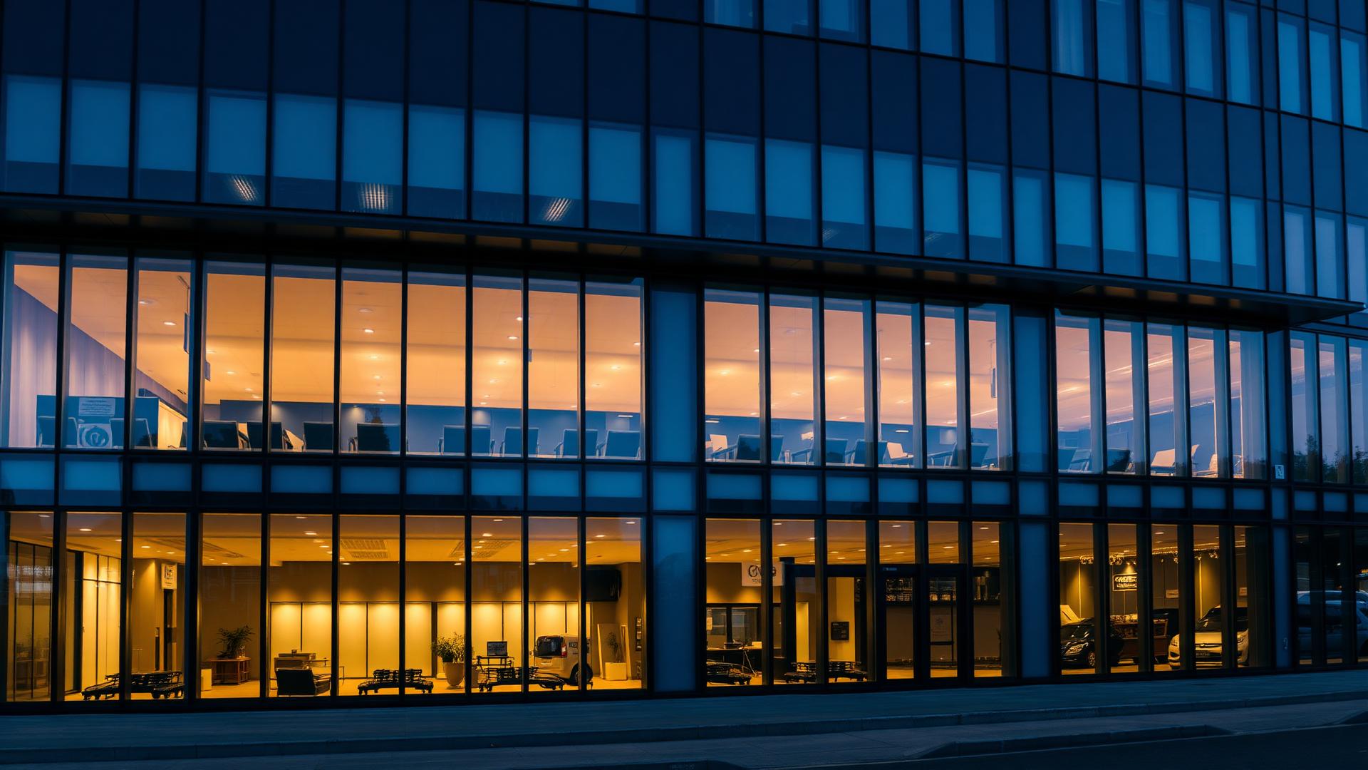 Modern commercial office building maintained by MidCity Commercial Services